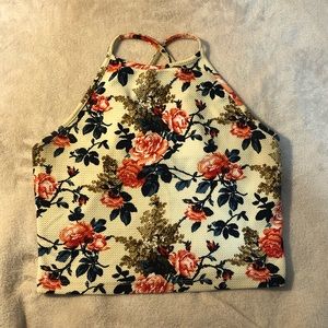 Floral Halter-Neck Crop Top